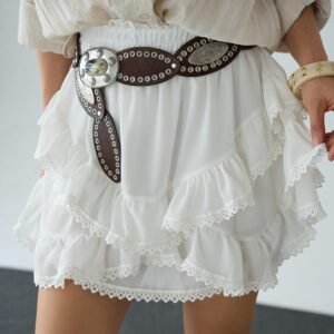 White Lace Ruffle Skort