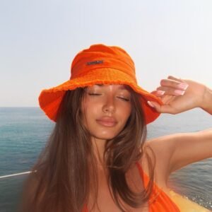 Jacquemus Le Bob Embellished Frayed Cotton Twill Bucket Hat