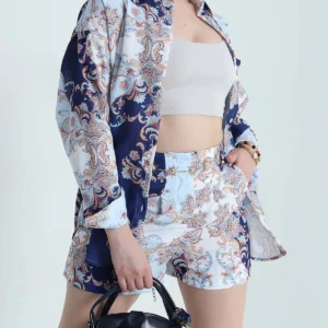 Baroque Paisley Relaxed-Fit Linen Shirt & Shorts Set